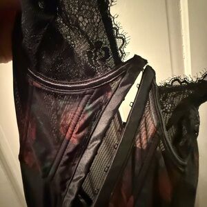 Current Mood Black Floral Lace Chemise